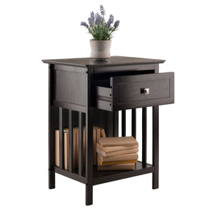 Winsome Wood Marcel 1-drawer Accent Table With Slatted Sides – Versatile Nightstand & Coffee Table In Dark Finish Coffee Solid ,Composite Wood 23117-winsome-wood