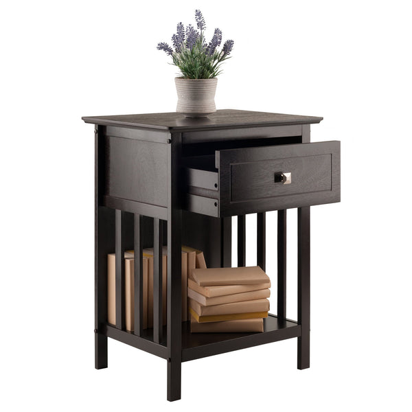 Winsome Wood Marcel 1-drawer Accent Table With Slatted Sides – Versatile Nightstand & Coffee Table In Dark Finish Coffee Solid ,Composite Wood 23117-winsome-wood