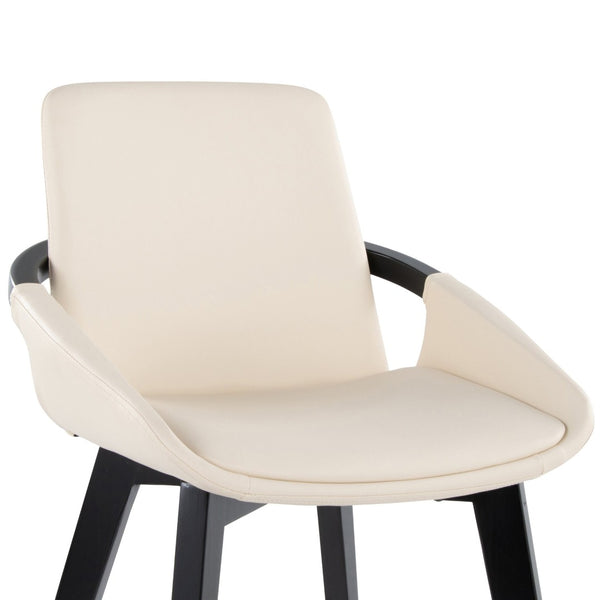 English Elm Dining/accent Chair Solid Wood Tapered Legs Cream Upholstery Mid-century Modern Seating Black,Cream B202P471307