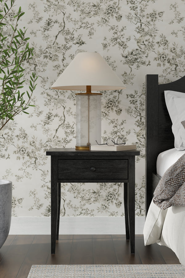 Alpine Furniture Palmer Nightstand: Timeless Shaker Style With Graceful Craftsmanship For Your Elegant Bedroom Retreat Black Solid Rubberwood & Pine + Mindy Veneer 2311blk-02-alpine