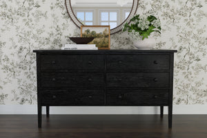 Alpine Furniture Palmer Dresser - Timeless Shaker Style With Graceful Craftsmanship For A Beautiful Bedroom Retreat Black Solid Rubberwood & Pine + Mindy Veneer 2311blk-03-alpine