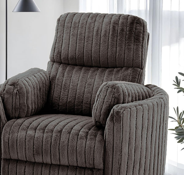 English Elm Chocolate Power Glider Recliner with Swivel & Power Recline, Chocolate Brown Upholstery, Plush Pillow Fill B2741P391208