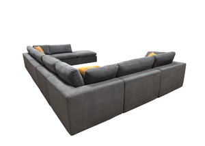 English Elm Coffee Bean Upholstered Modular Sectional Sofa with Toss Pillows Lounge Style Light Gray B2748S00074