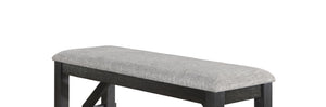 English Elm Cottage 48" Upholstered Wheat Seat Bench with Charcoal Frame — Cozy 2-Tone Wooden Dining Seating B011P290541