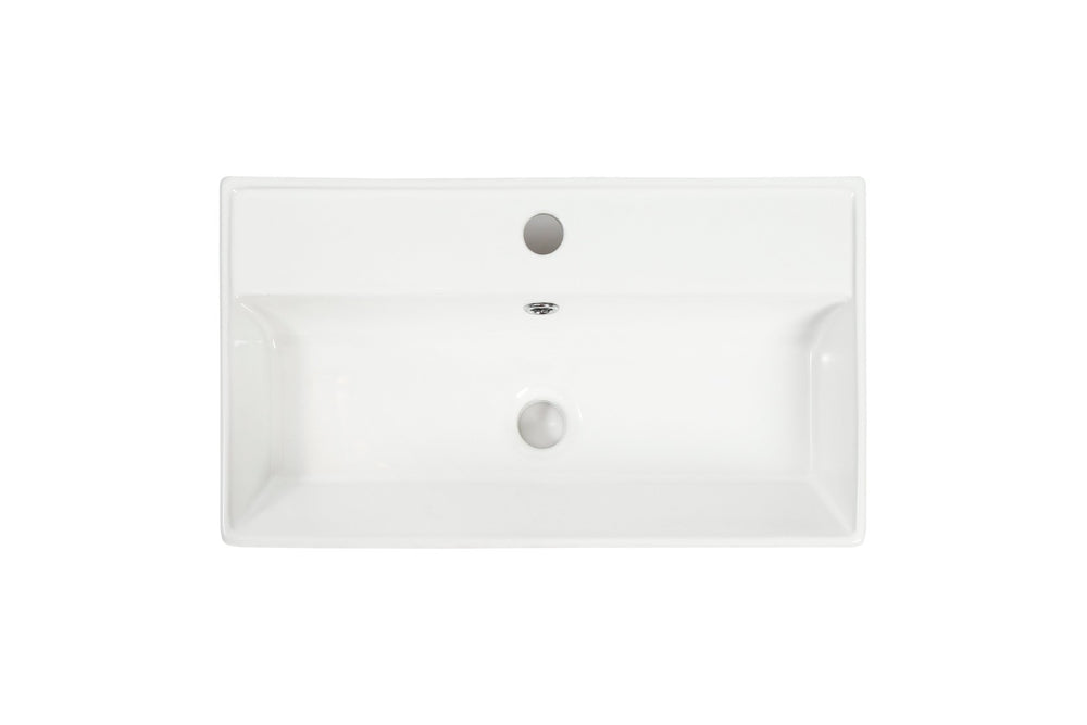 English Elm 21.6" Ceramic Vessel Sink Rectangular Basin Glossy White Modern Bathroom Vanity W1920P446816