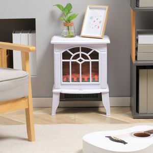 English Elm Homcom Electric Fireplace Stove - 18" Portable Heater With Realistic Flames & Safety Features, White W2225P229197