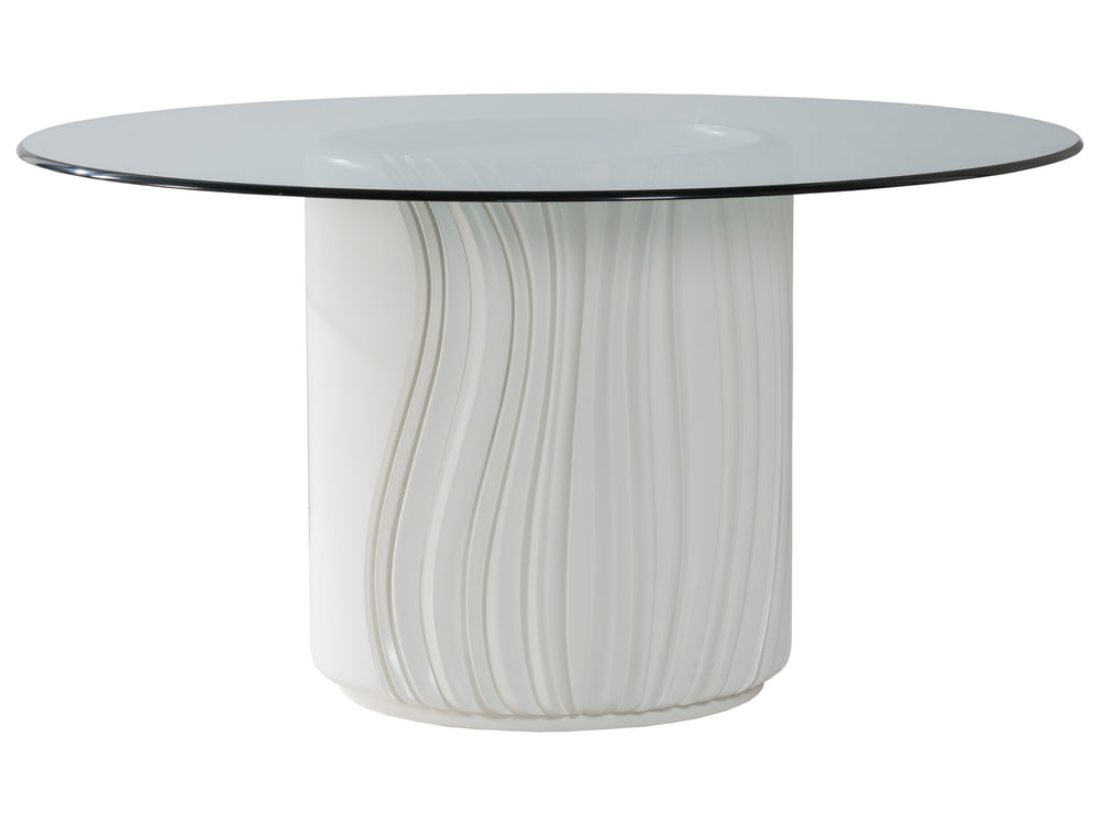 Lexington Artistica Home Volante Round Dining Table - Exquisite Cast Drum Base With Sculpted Curves And Elegant Glass Top Ivory Wood 2315-870-60c
