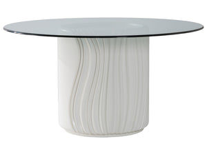Lexington Artistica Home Volante Round Dining Table - Exquisite Cast Drum Base With Sculpted Curves And Elegant Glass Top Ivory Wood 2315-870-60c