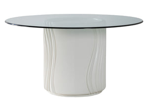 Lexington Artistica Home Volante Round Dining Table - Exquisite Cast Drum Base With Sculpted Curves And Elegant Glass Top Ivory Wood 2315-870-56c