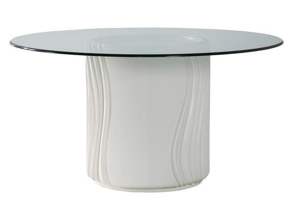 Lexington Artistica Home Volante Round Dining Table - Exquisite Cast Drum Base With Sculpted Curves And Elegant Glass Top Ivory Wood 2315-870-56c