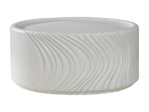 Lexington Artistica Home Volante Stunning Round Drum Cocktail Table With Unique Sculpted Base And Elegant Ivory Finish Ivory Wood 2315-943