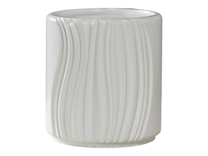Lexington Artistica Home Volante Stunning Round Drum End Table In Soft White - Unique Sculpted Design For Every Room Ivory Wood 2315-953