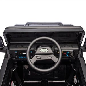 English Elm Licensed Land Rover Defender Ride on Car 24v Dual Motor with Parental Remote Black W1578P339065