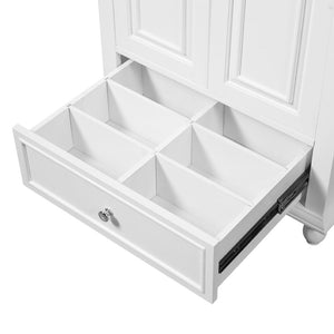 English Elm 24'' French Style Bathroom Vanity with Ceramic Sink Soft Close Cabinet and Drawer White N710P411227K