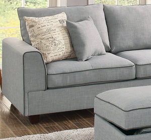 English Elm Beautiful 3-pcs Sectional Sofa with Reversible Chaise and Storage Ottoman Plush Summer Hues Comfort LIGHT GREY 76 L x 35 W x 16 H B011S01055