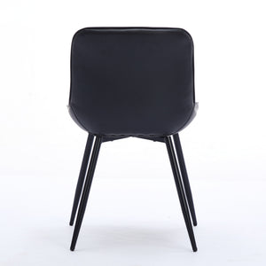 English Elm Dining Chairs Mid Century Modern Set of 2 with Curved Back Support, Perforated PU Upholstery, Cushioned Comfort and Floor-Protecting Adjustable Leg Caps Black W1143P254981