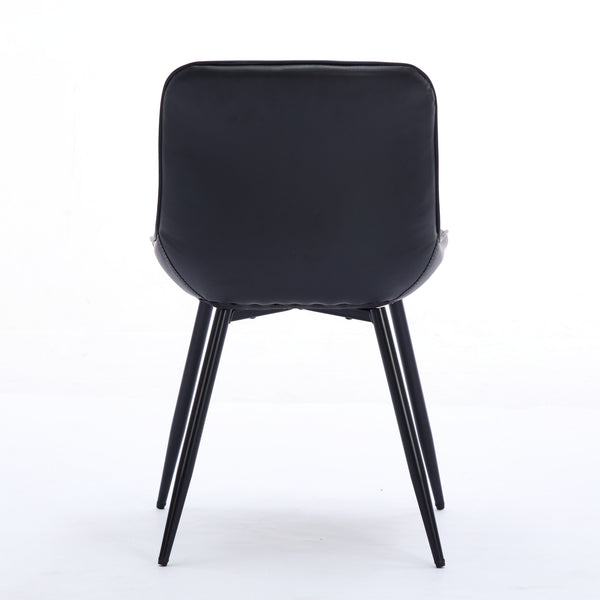 English Elm Dining Chairs Mid Century Modern Set of 2 with Curved Back Support, Perforated PU Upholstery, Cushioned Comfort and Floor-Protecting Adjustable Leg Caps Black W1143P254981