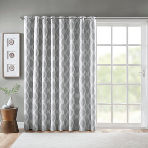 JLA Home SunSmart - Printed SunSmart Ikat Blackout Patio Panel — Grey Textured Foam-Backed Grommet Curtain for Privacy, Noise Reduction, Energy Savings SS40-0111