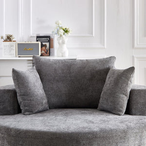 English Elm 55''L Chenille Foam Single Swivel Chair with Plush Backrest Pillow, 360° Smooth Recline for Living Room Lounge Comfort Grey W834S00352