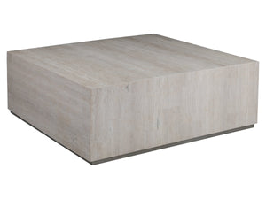 Lexington Cassio Square Travertine Top Coffee Table with Silver Iron Plinth for Modern Living 2317-947