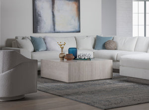 Lexington Cassio Square Travertine Top Coffee Table with Silver Iron Plinth for Modern Living 2317-947