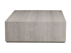 Lexington Cassio Square Travertine Top Coffee Table with Silver Iron Plinth for Modern Living 2317-947