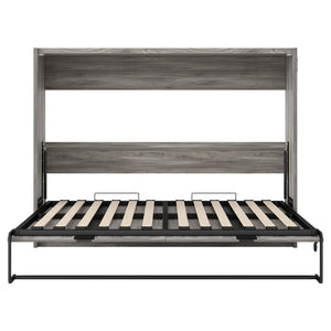 English Elm Full Full Size Murphy Bed Cabinet Gray — Space-Saving Fold-Down Full Bed with 800lb Capacity, Sleek Design N709P002048D