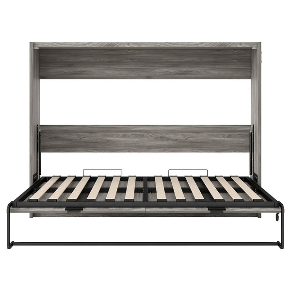 English Elm Full Full Size Murphy Bed Cabinet Gray — Space-Saving Fold-Down Full Bed with 800lb Capacity, Sleek Design N709P002048D