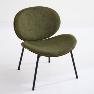 English Elm Mid-Century Shell Chair with Wood Grain Veneer, Curved Wide Seat, Metal-Wood Frame Holds 330+ lbs Green W1143P214256