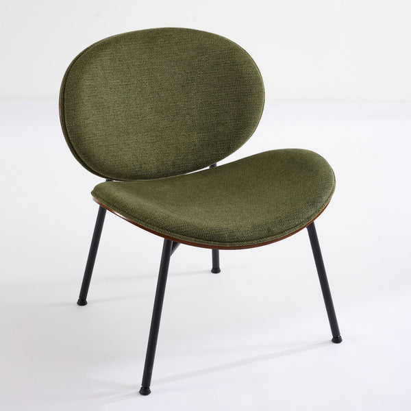 English Elm Mid-Century Shell Chair with Wood Grain Veneer, Curved Wide Seat, Metal-Wood Frame Holds 330+ lbs Green W1143P214256
