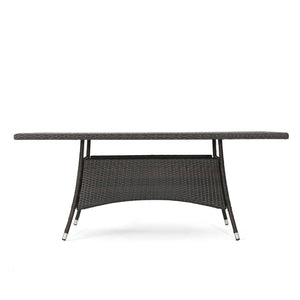 English Elm Corsica Outdoor Rectangular Wicker Dining Table Seats Six for Patio Entertaining N767P360874B