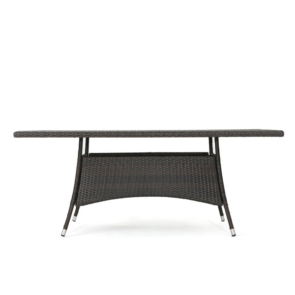 English Elm Corsica Outdoor Rectangular Wicker Dining Table Seats Six for Patio Entertaining N767P360874B