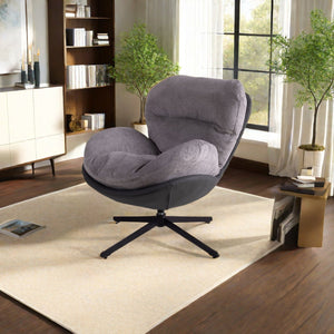 English Elm Christopher Knight Home® - 360° Swivel Office Chair Chenille and Faux Leather Accent with Metal Base, Ergonomic Plush Seating for Home and Office Black,Light Gray N817P205024G