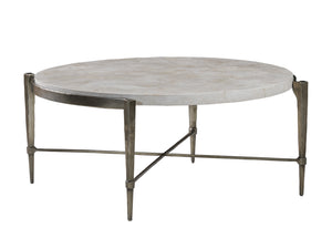 Lexington Artistica Home Percival Cocktail Table - Hand-forged Iron Base With Unique White Agate Fossilstone Top Design Champagne Wood 2319-943