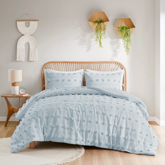 English Elm Twin/Twin Soft Clip Jacquard Comforter Set with Antimicrobial Polyester Fill, Sham Included, 68x90 B035P203264