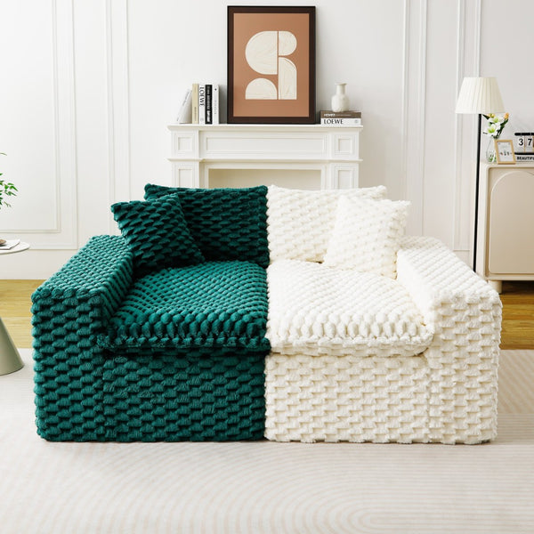 English Elm Luxury Color-Block Turtle Velvet Sofa - Modular Design For Stylish Living Room Comfort & Flexibility P2 W3371S00046-GIGA