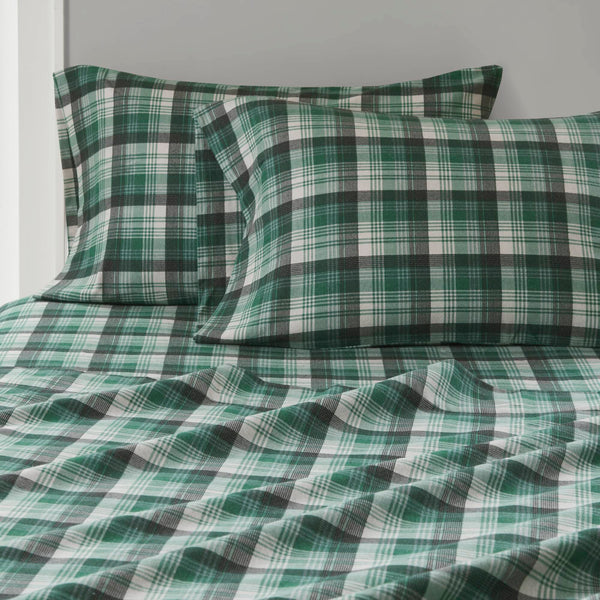 English Elm 4 Pcs Cozy Green Plaid Full Sheet Set – Soft 100% Cotton Flannel For Warmth & Everyday Comfort B035P319784