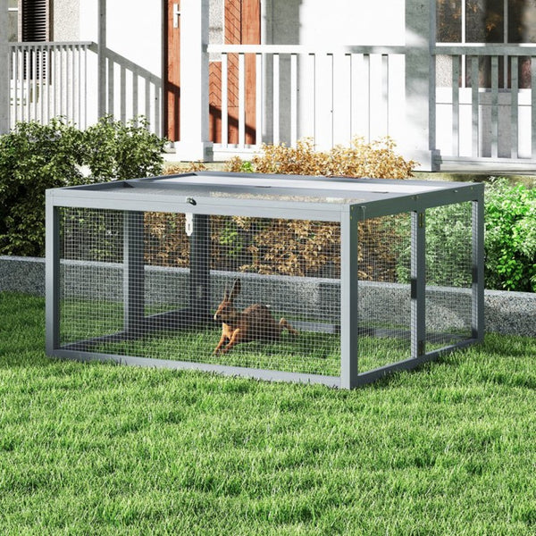 English Elm Folding Rabbit Hutch Fir Wood Galvanized Mesh Outdoor Enclosure with Secure Access W2181P363010