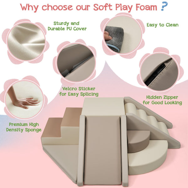 English Elm 9-piece Soft Foam Kids Climbing Crawl Play Set Indoor Toddler Activity Blocks N710P370562E