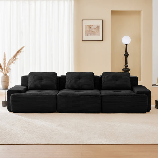 English Elm 117" Modern Modular Sectional Sofa - Luxurious Corduroy, Deep Seating, No Assembly, Anti-Slip Design W714S01476