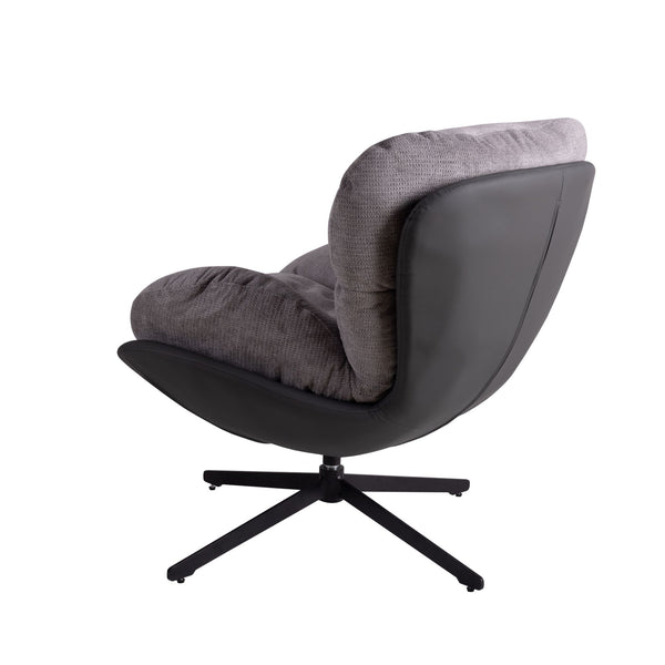 English Elm Christopher Knight Home® - 360° Swivel Office Chair Chenille and Faux Leather Accent with Metal Base, Ergonomic Plush Seating for Home and Office Black,Light Gray N817P205024G