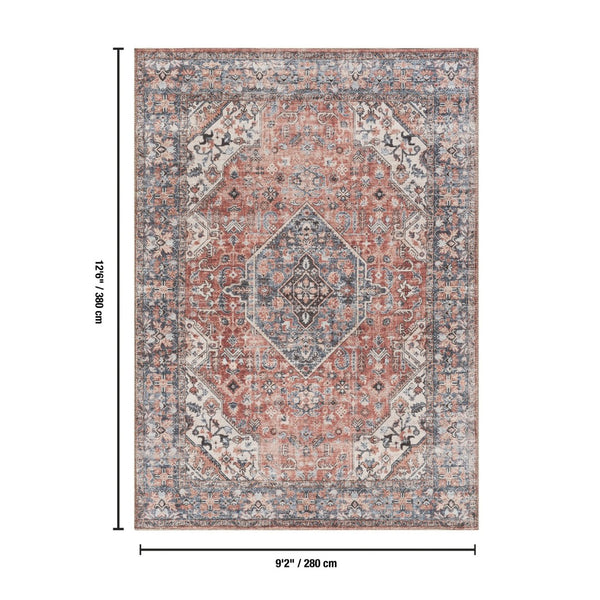 English Elm Majestic Persian Medallion Polyester Area Rug Stain Resistant Low Pile Living Room B186P428884