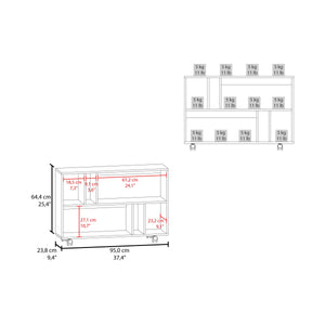 English Elm Wengue Console with Six Open Shelves – Elegant Melamine Finish, Slim Rectangular Design for Organized Style B062P290248