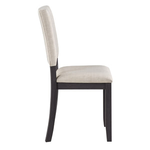 English Elm Dining Chairs Set of 4 Rubberwood Frame Beige Linen Seat Modern Kitchen Seating W1998P305927