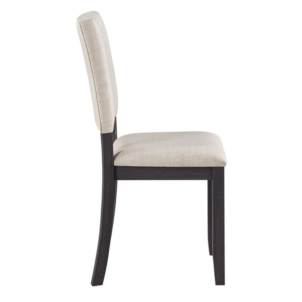 English Elm Dining Chairs Set of 4 Rubberwood Frame Beige Linen Seat Modern Kitchen Seating W1998P305927