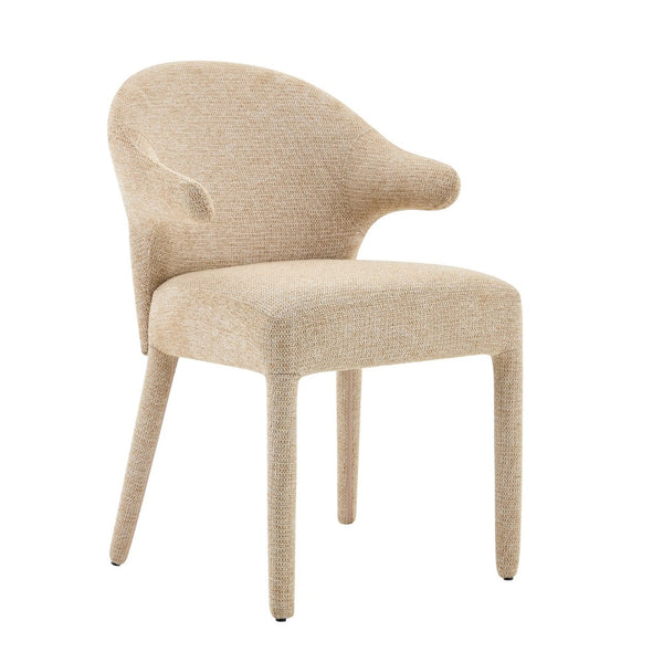 English Elm Modern Chenille Linen Accent Chair Sculptural Hollow Back Swivel Seat for Dining Vanity Khaki W3493P456190