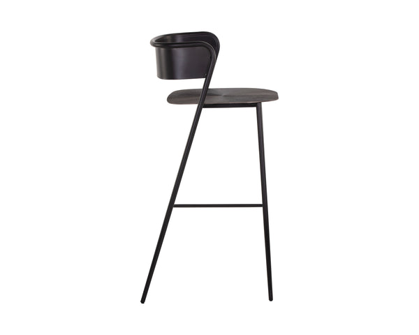 Sunpan Keanu Sleek Modern Barstool with Antique Brass Finish and Unique Starburst Design for Stylish Spaces Gunmetal