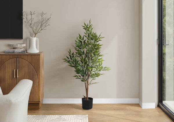 English Elm Artificial Acacia Tree - 47" Tall Faux Plant In Black Pot, Perfect For Indoor Décor And Greenery! B2710P220033