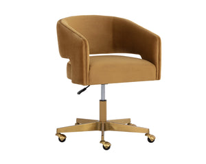 Sunpan Claren Modern Office Chair with Stylish Curvy Design and Elegant Gold Stainless Steel Base Gold Sky