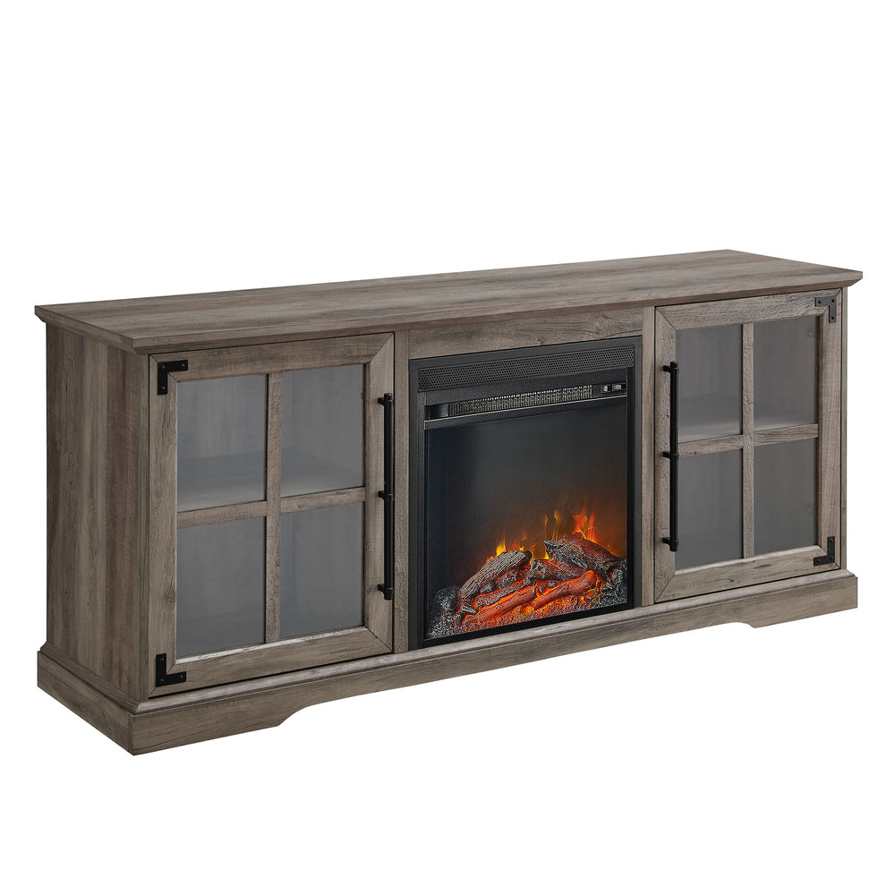 60" 2 Door Fireplace Console - Grey Wash W60FPABGGW Walker Edison